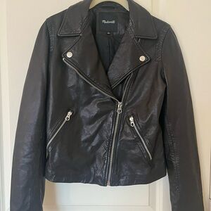 Madewell Black Genuine Lambs Leather Moto Jacket